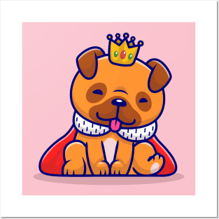 Cute King Pug Dog Sleeping Cartoon Posters and Art